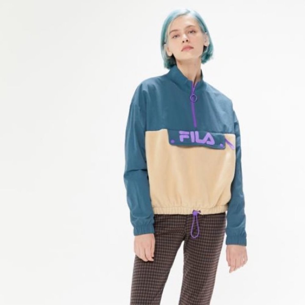Fila x Urban Outfitters Exclusive Una Sherpa Anorak Jacket Size Large